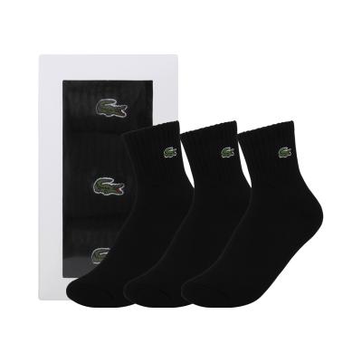 라코스테 스포츠 쿠션 중목 양말 3P 블랙(RA904B55N031)